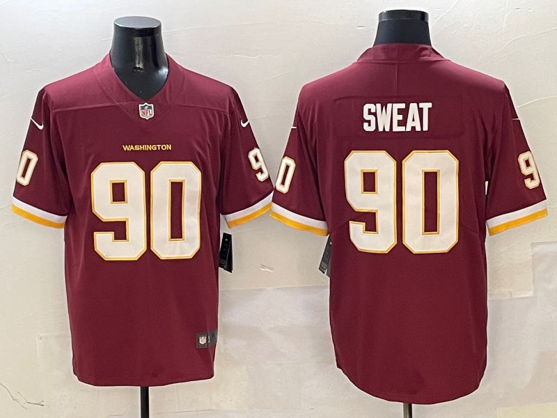 Men Washington Commanders #90 Sweat Red Second generation 2025 Nike Limited NFL Jersey style 1->washington commanders->NFL Jersey